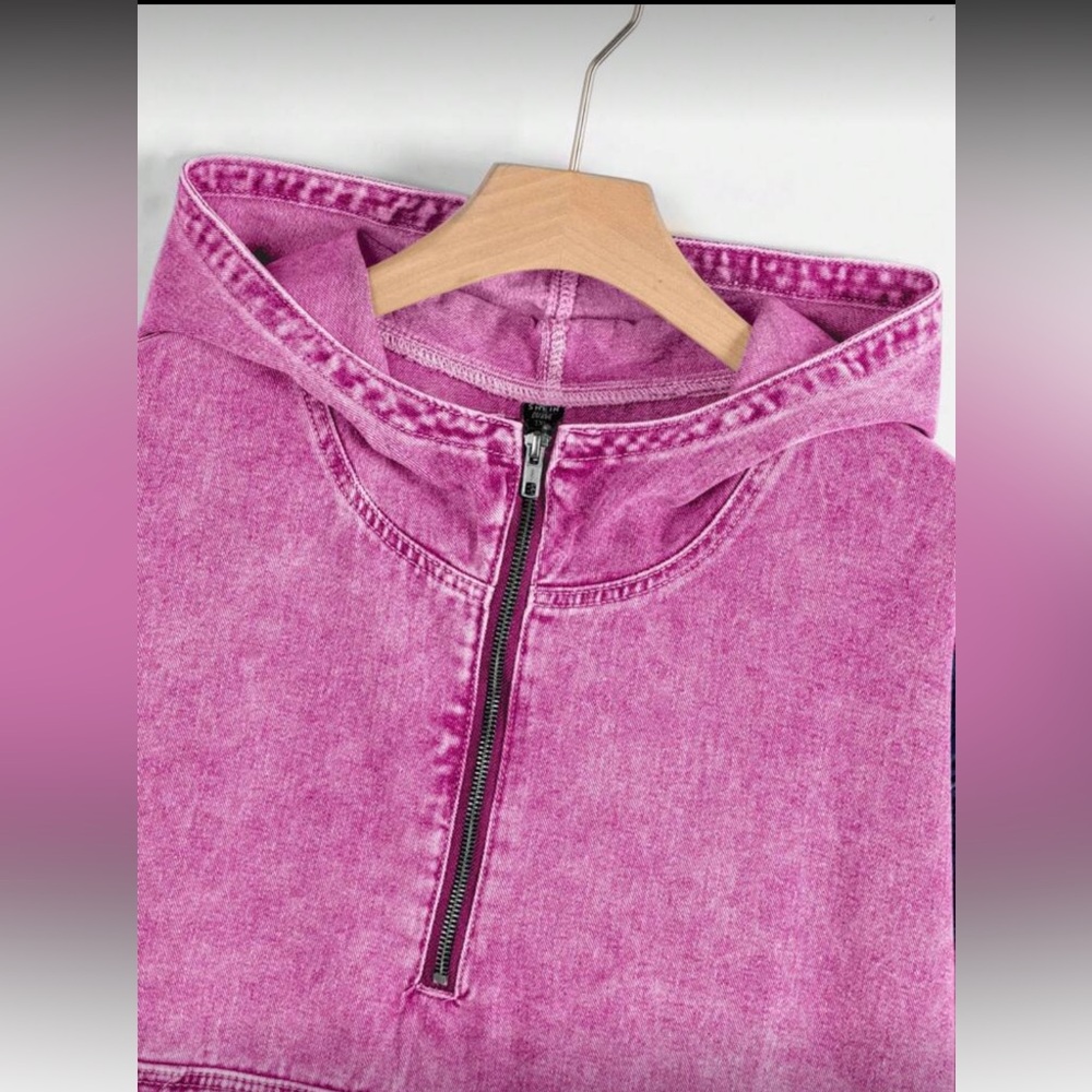 SHEIN Vintage Pink Quarter-Zip Hoodie - Picture 4 of 8